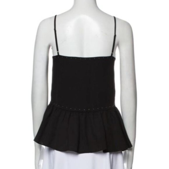 Rebecca Minkoff Peplum Tank Top W/ Studded Details & Adjustable Spaghetti Straps - Picture 6 of 8